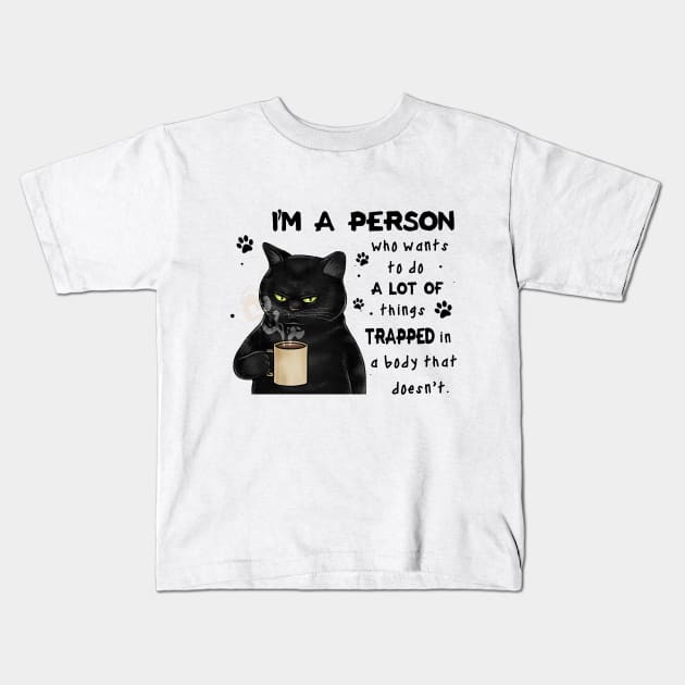Cat A Person Trapped In A Body Personalized Gift Kids T-Shirt by Sunset beach lover